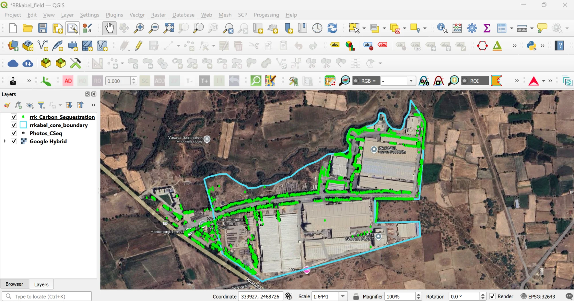 Visualisation of tree inventory data collected via QField in QGIS