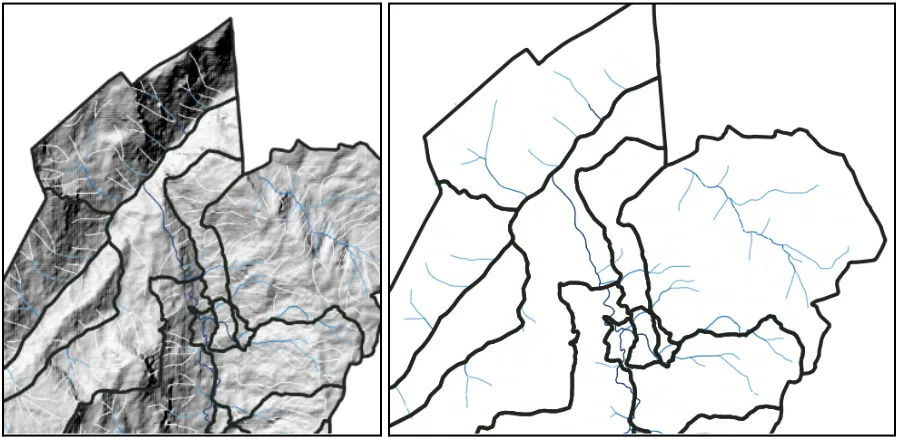 Hillshade and Streams for Ward Boundary Demarcation