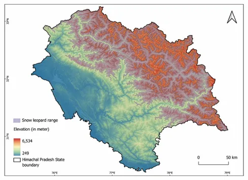 Snow leopard range in Himachal Pradesh