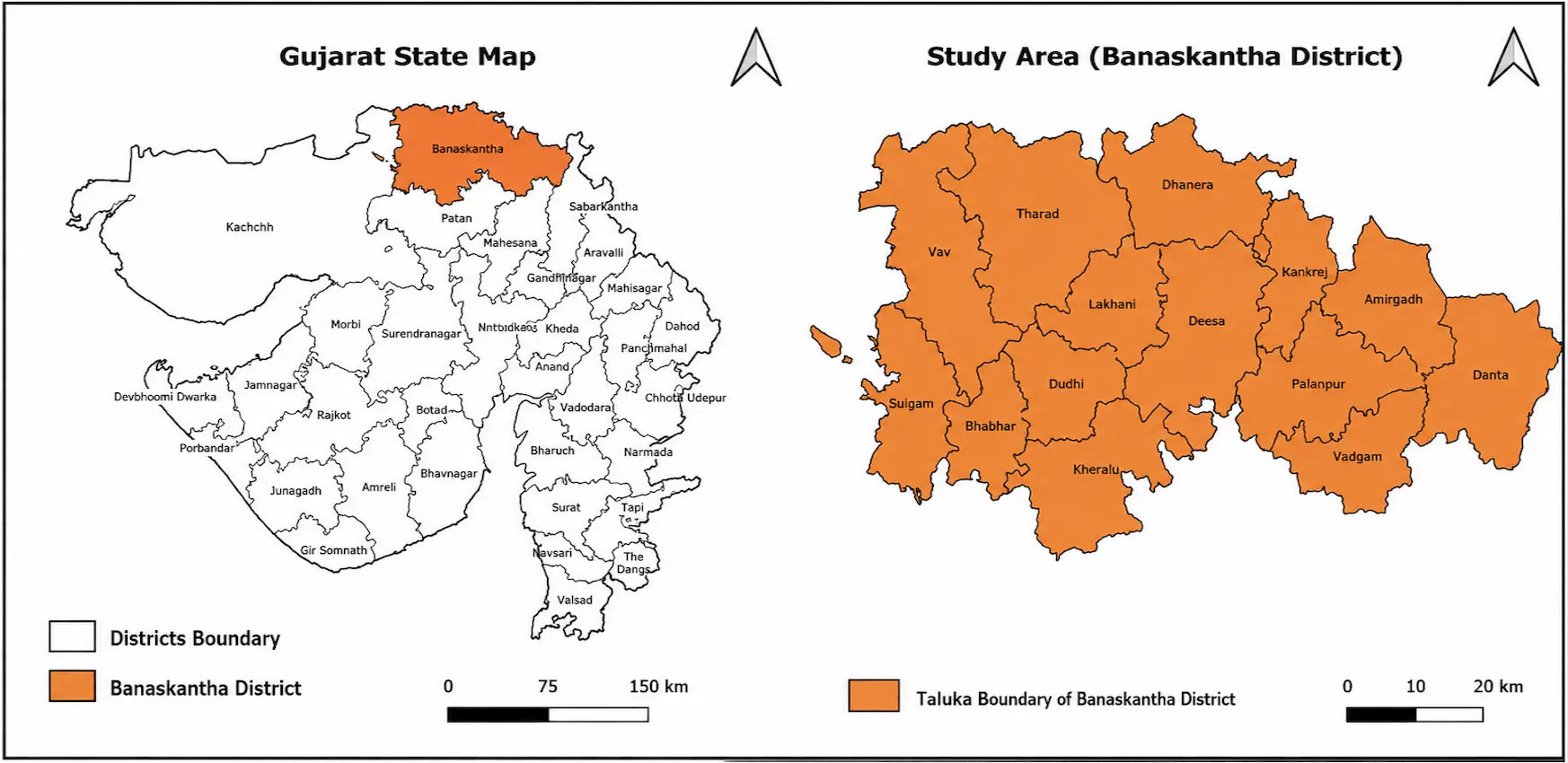 Study area map of Banaskantha District, Gujarat