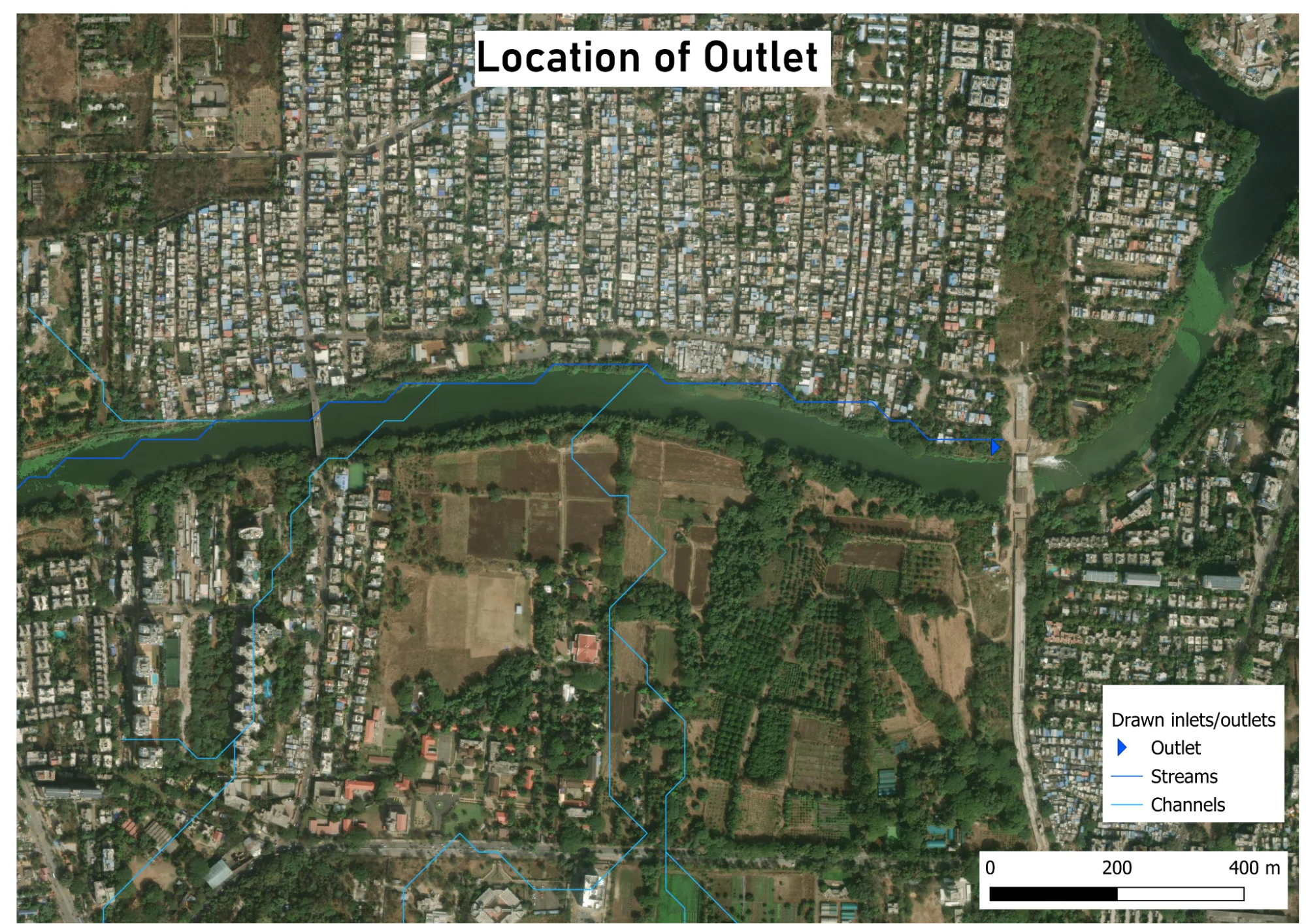 Location of the outlet point on the Mula River