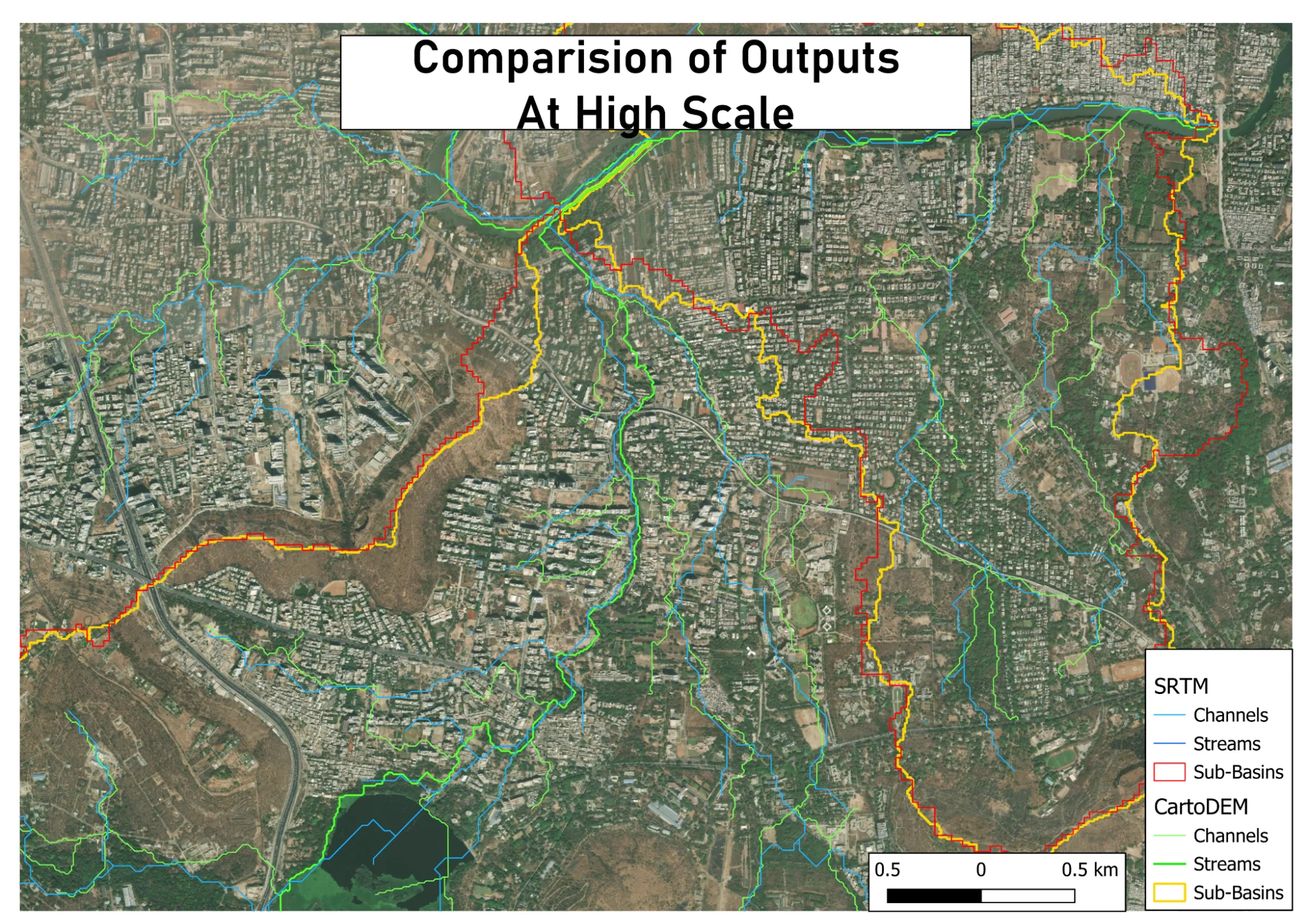 Comparison of SRTM and CartoDEM outputs in urban areas