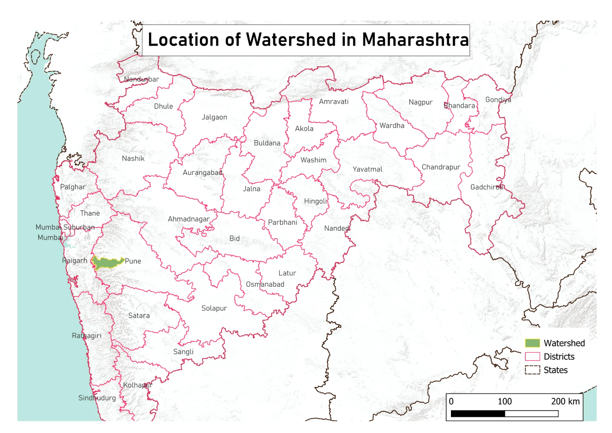 Location of the Mula River watershed in Maharashtra