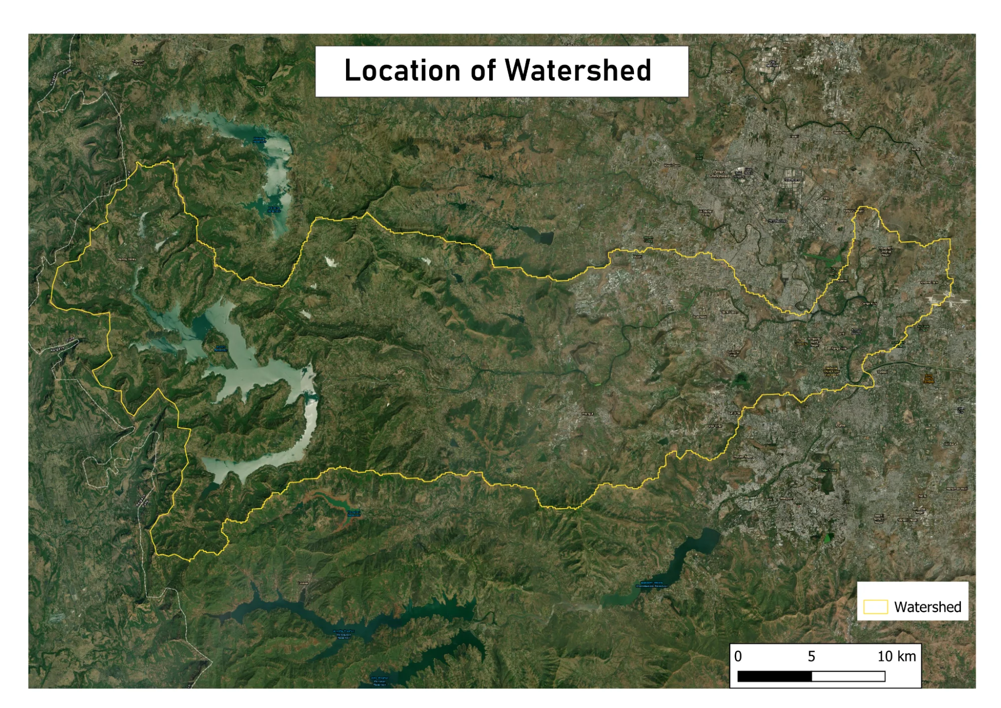 Satellite view of the Mula River watershed