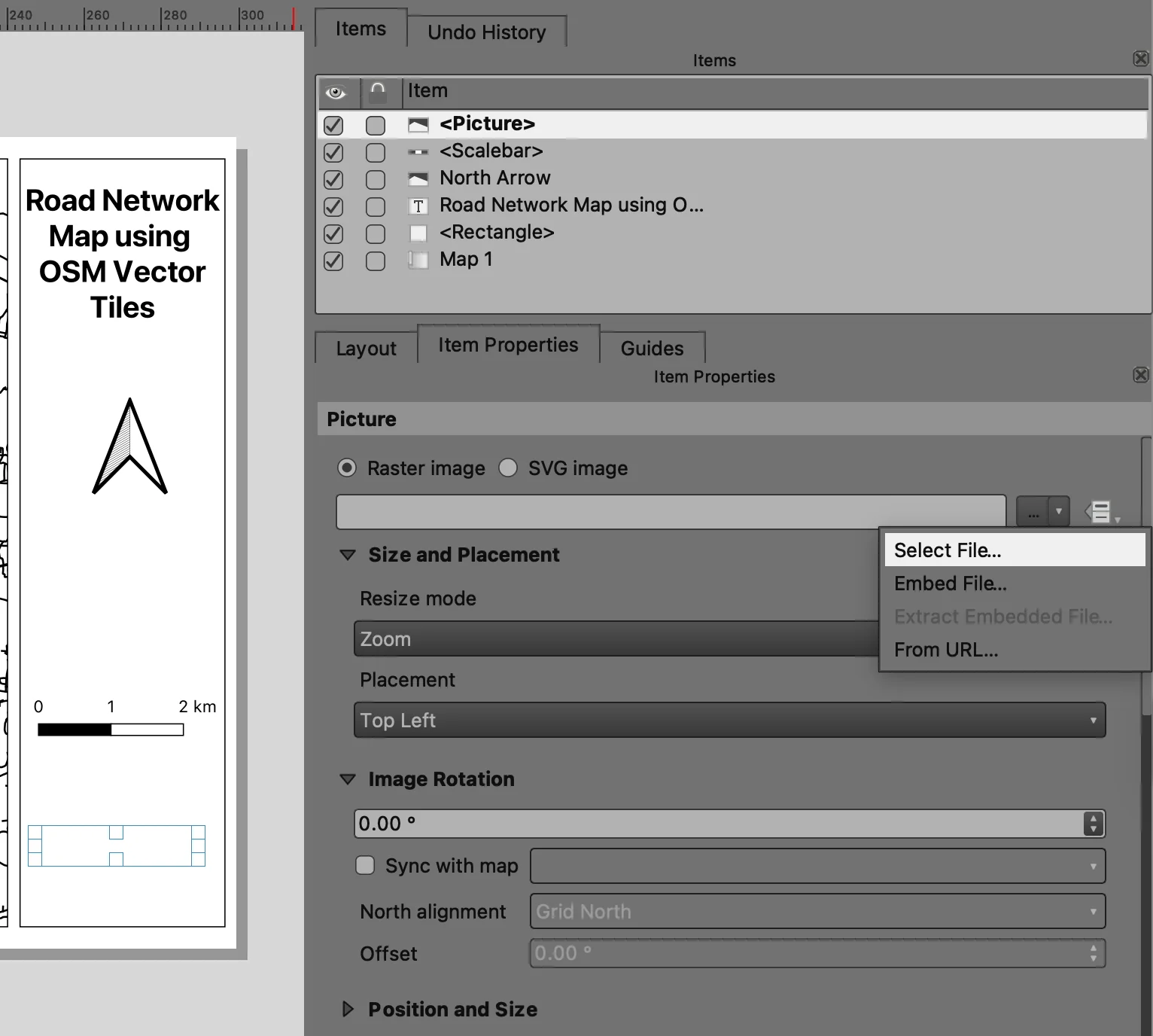 Adding a picture item to the print layout as a legend replacement