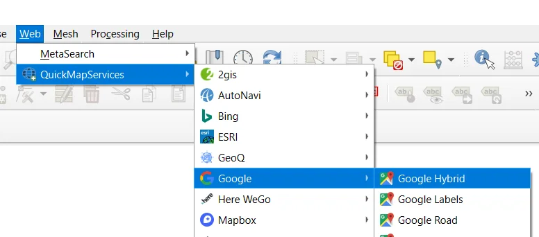 Adding Google Hybrid basemap